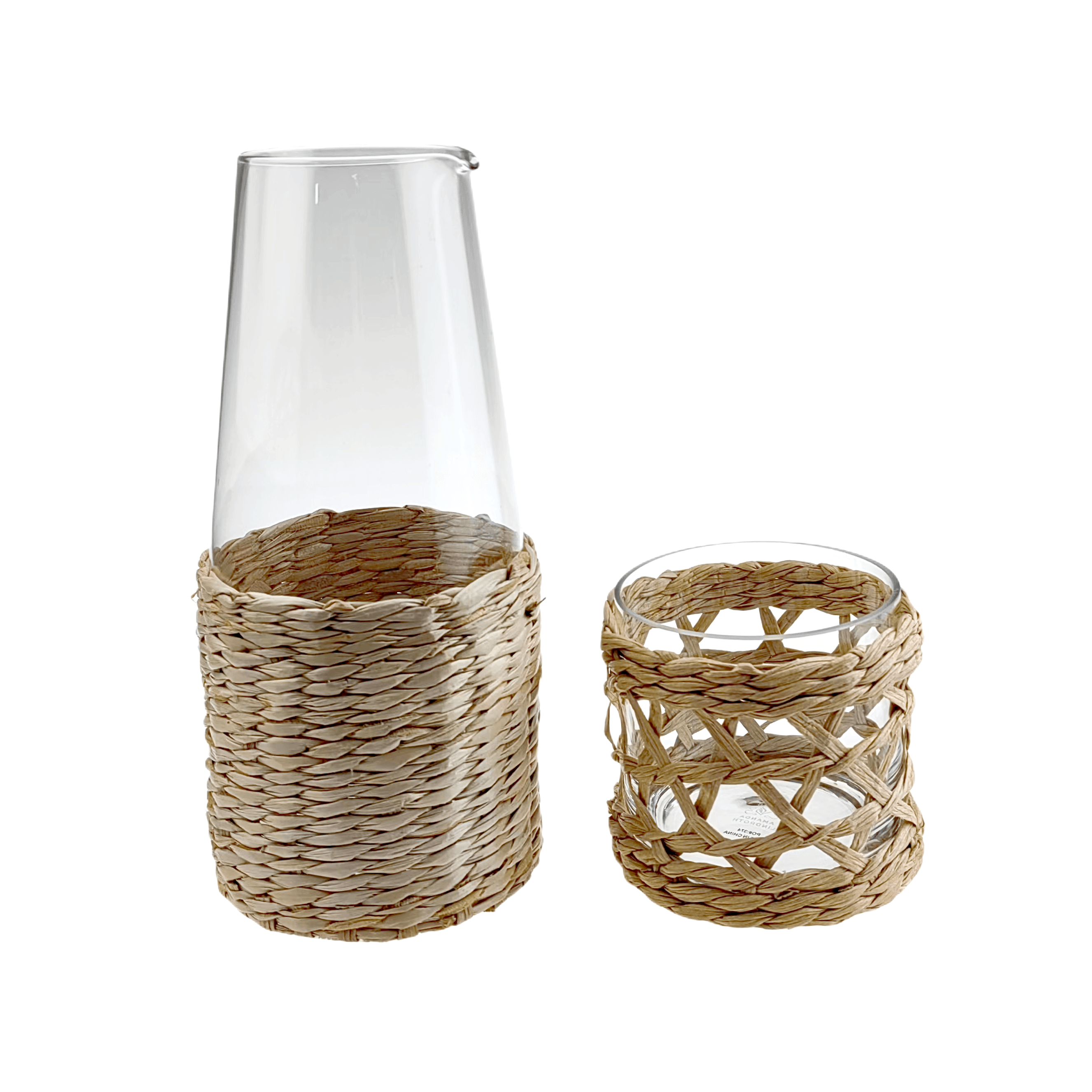 Straw weaving and glass pot