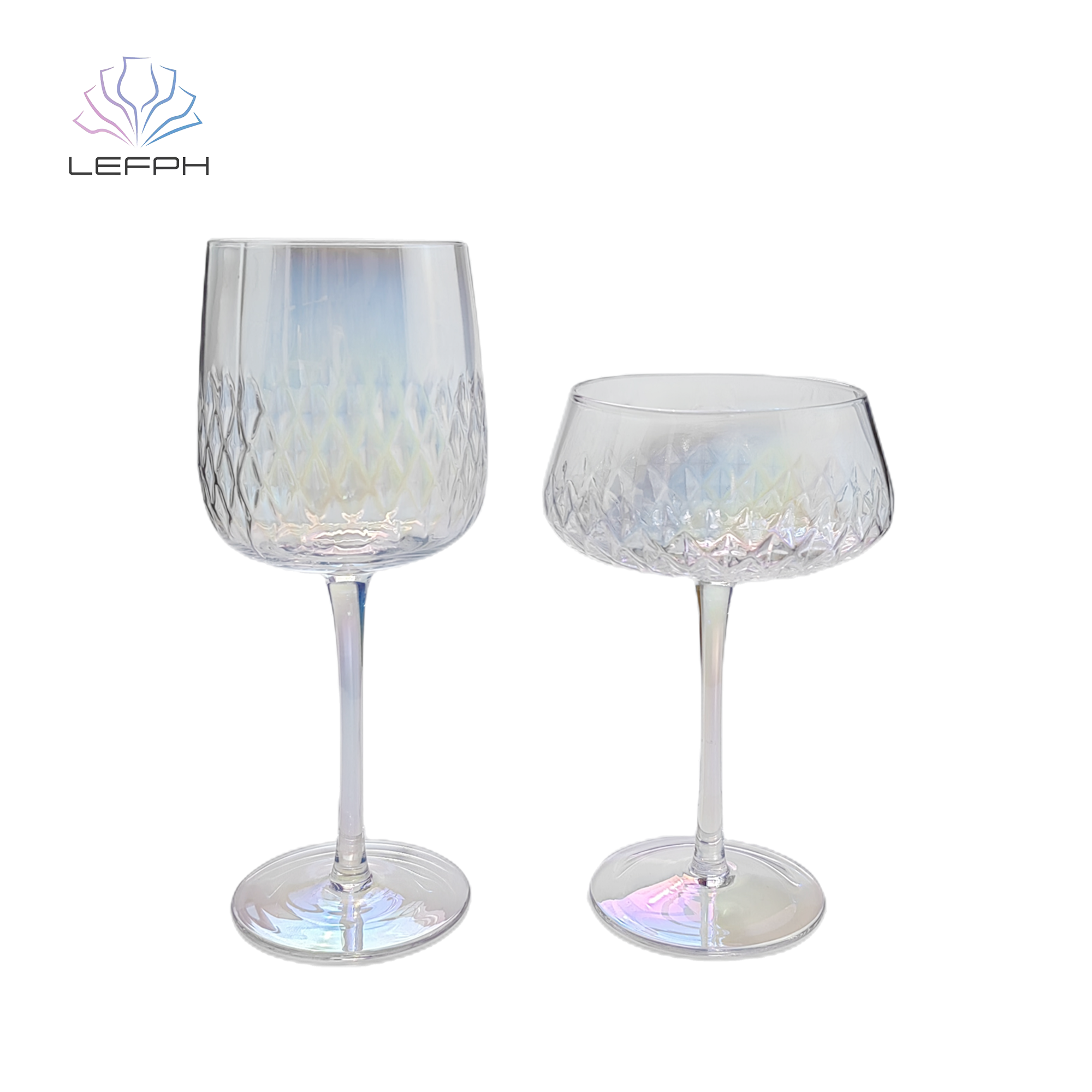 Set of two grid wine glasses