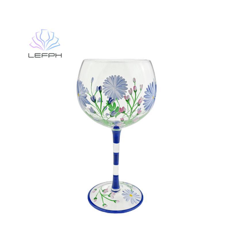 Hand painted purple flower wine cup