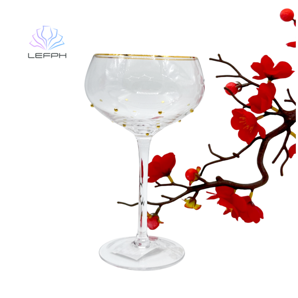 Hand painted gold rim cocktail glass