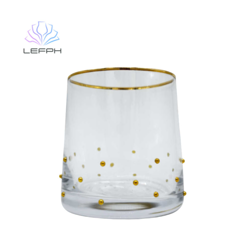 Hand painted gold rim water glass