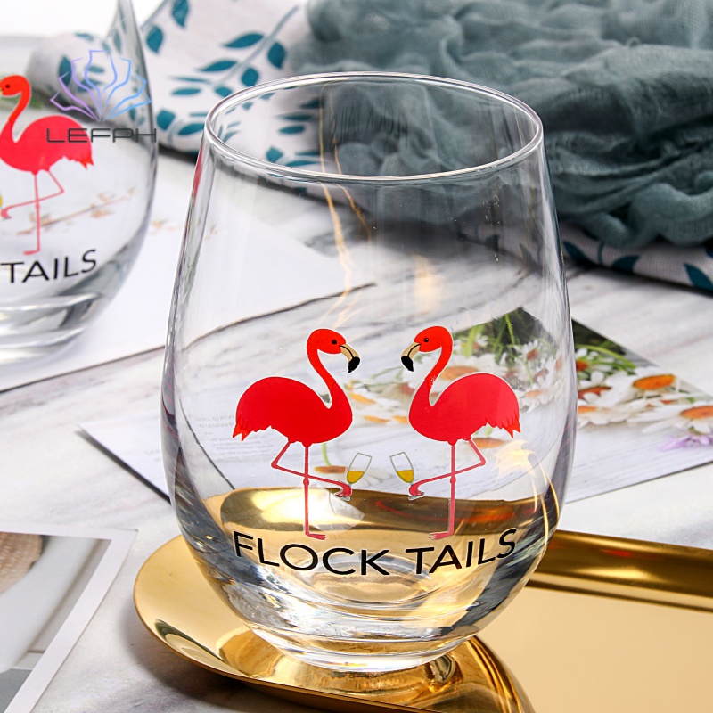 Hand painted  flamingo water glass