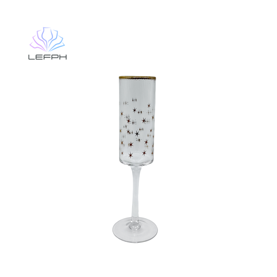 Hand painted  star gold rim champagne glass