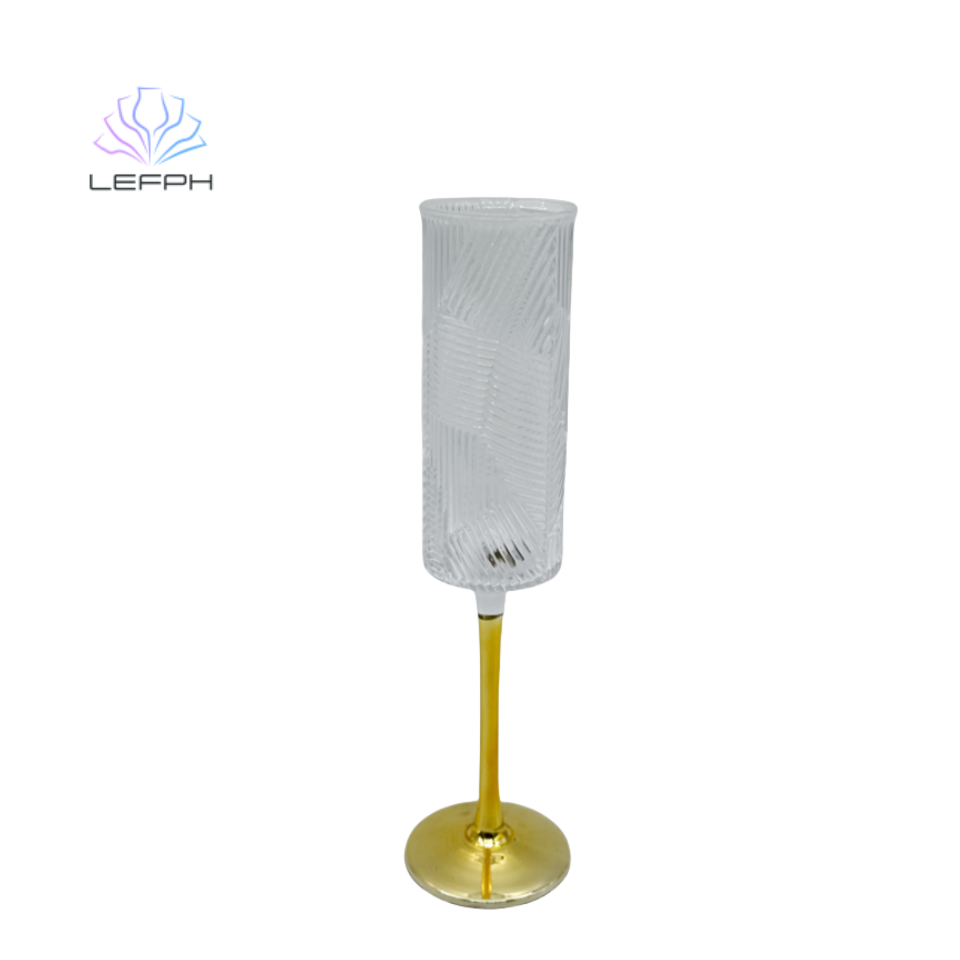 Embossed gold champagne glass