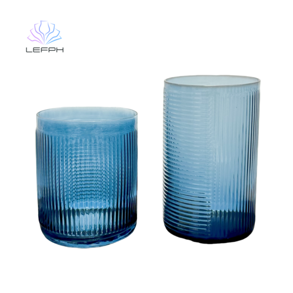 Blue vertical pattern glass