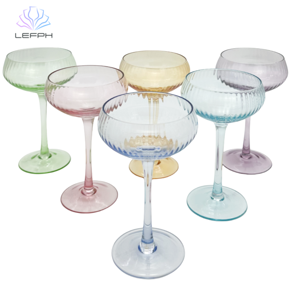 Multicolor vertical pattern cocktail glass