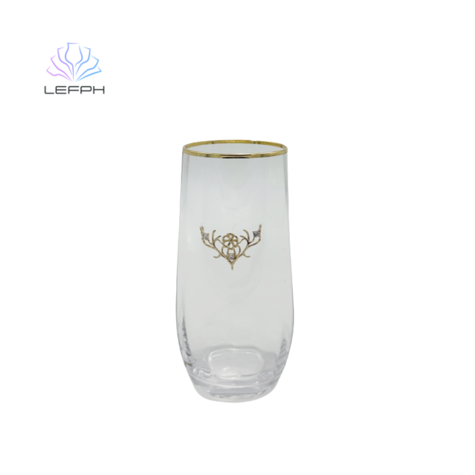 Hand painted gold rim antler water glass