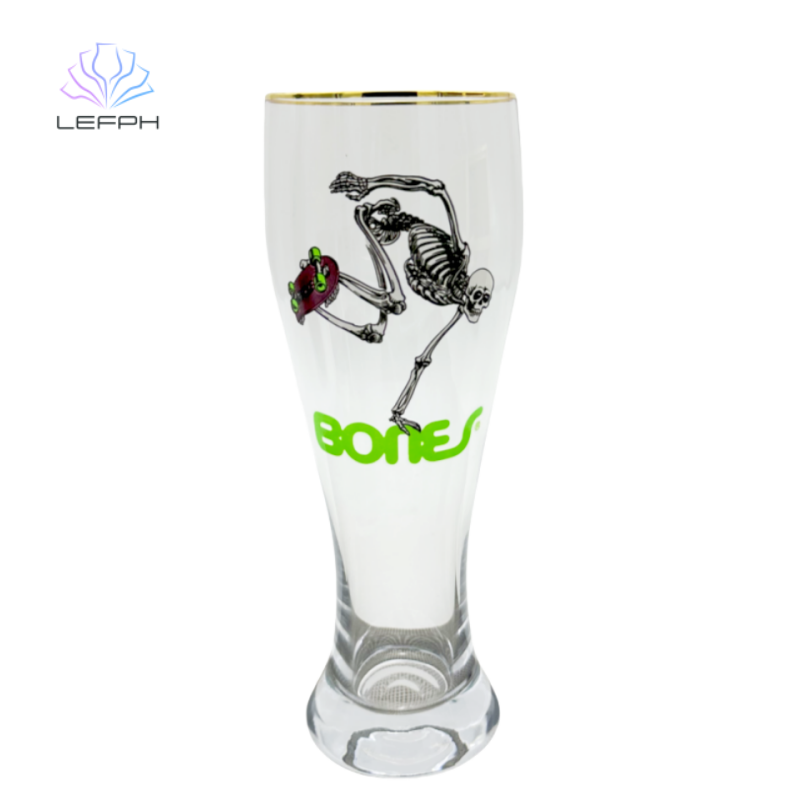 Hand painted gold rim  beer glass