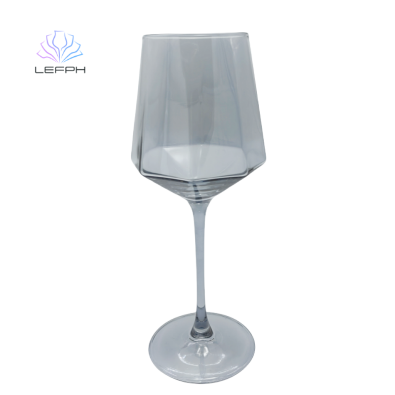 Hexagonal black red wine glass