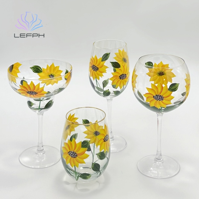 Hand-painted sunflower water glass series