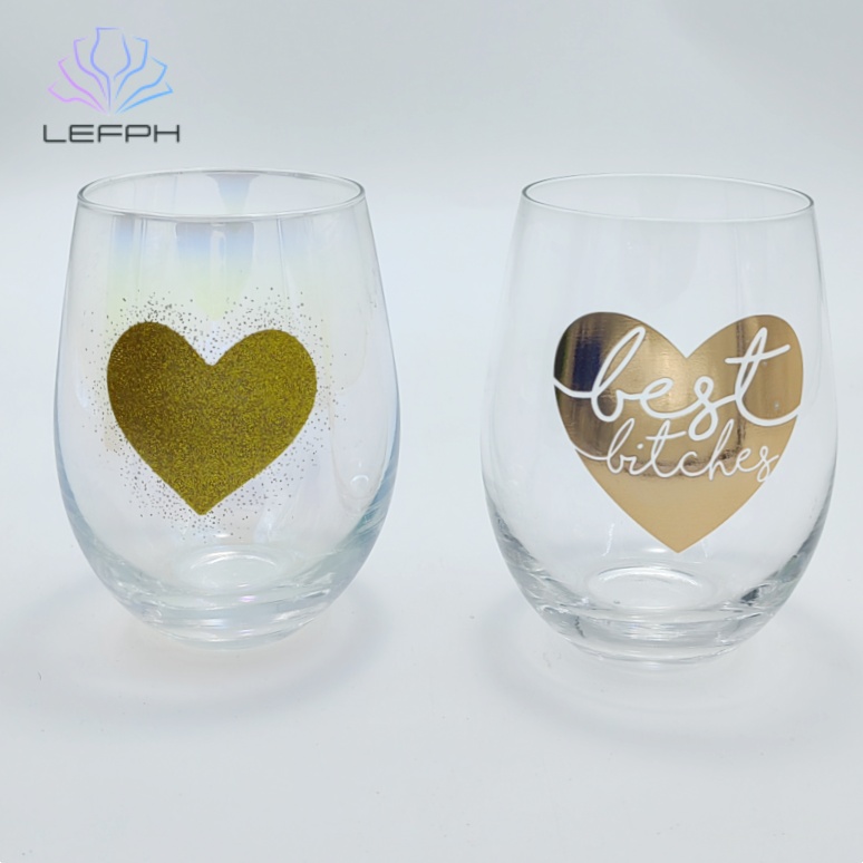 Gold stamping heart shape water glass