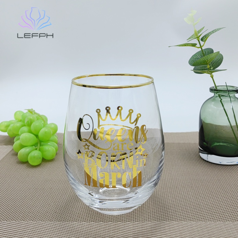 Gold stamping heart shape water glass