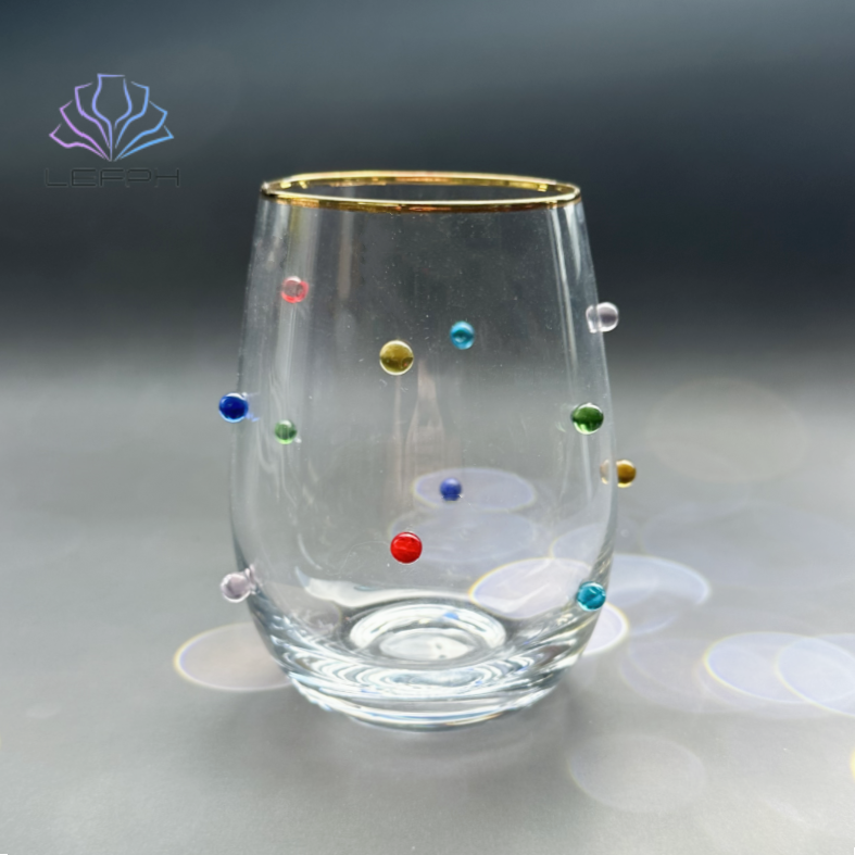 Hand painted gold rim water glass