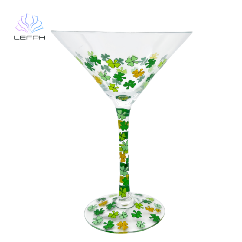 Handmade decal five-leaf cocktail glass