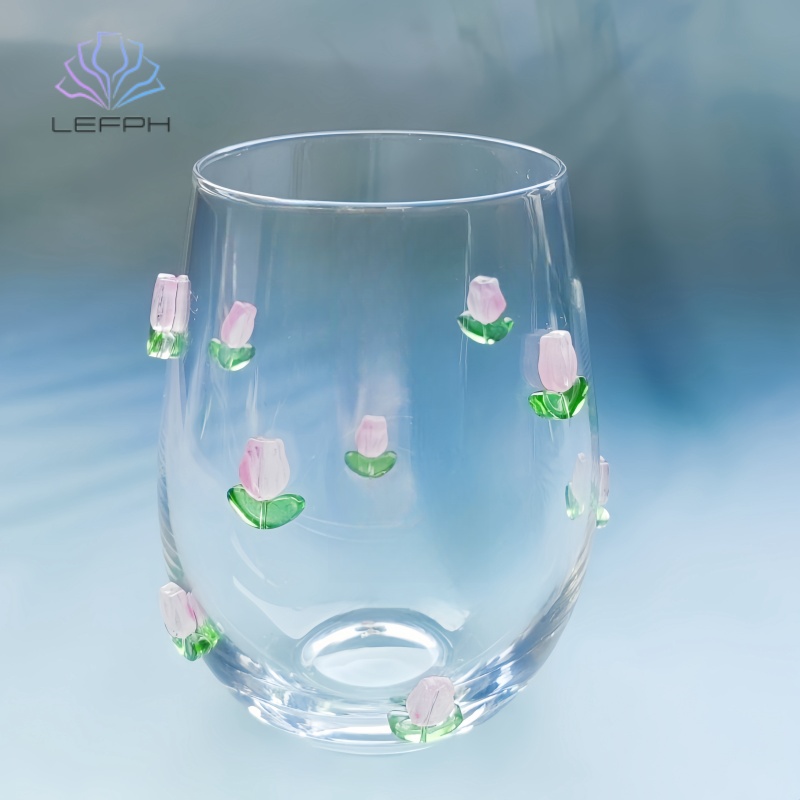 Hand-made decal water glass