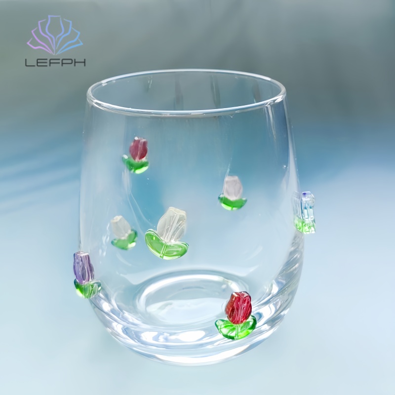 Hand-made decal water glass