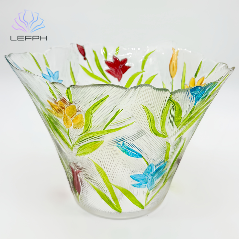 Hand-painted floral glass plates