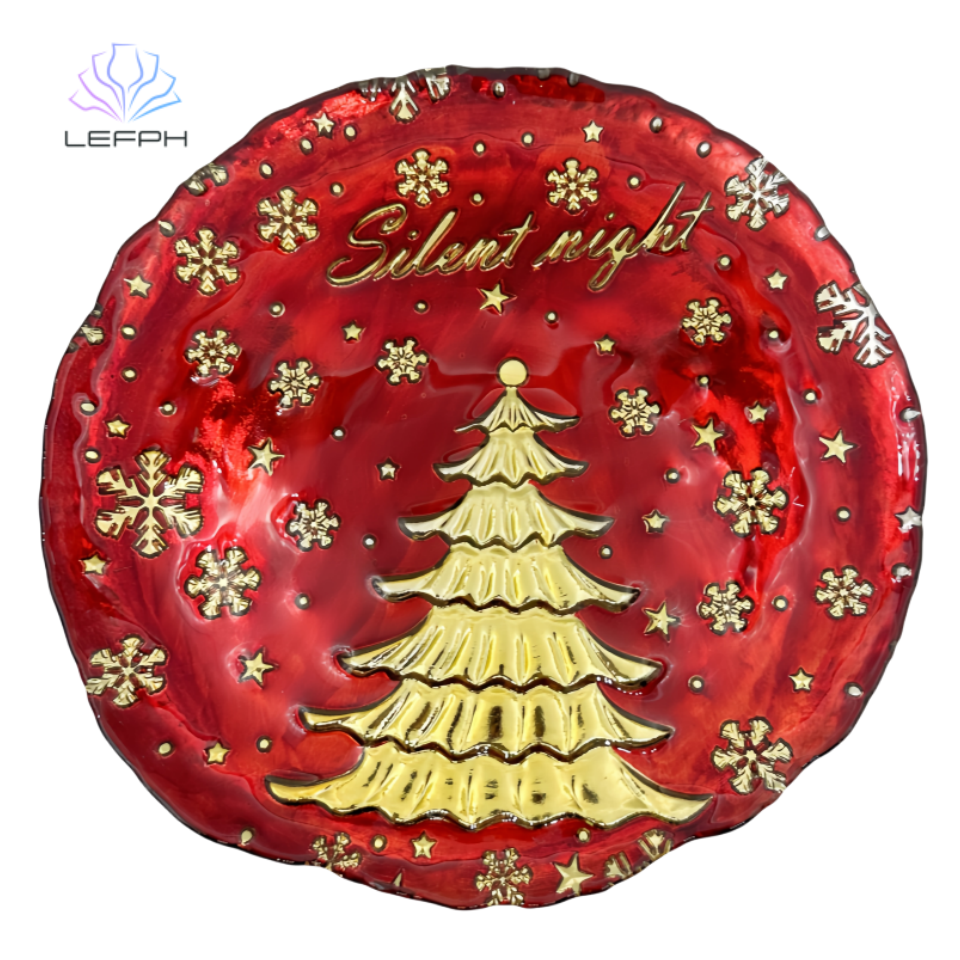 Red Christmas tree plate