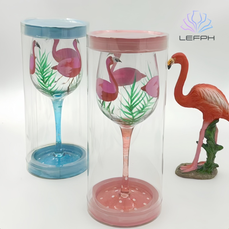 Hand drawn flamingo wine glass