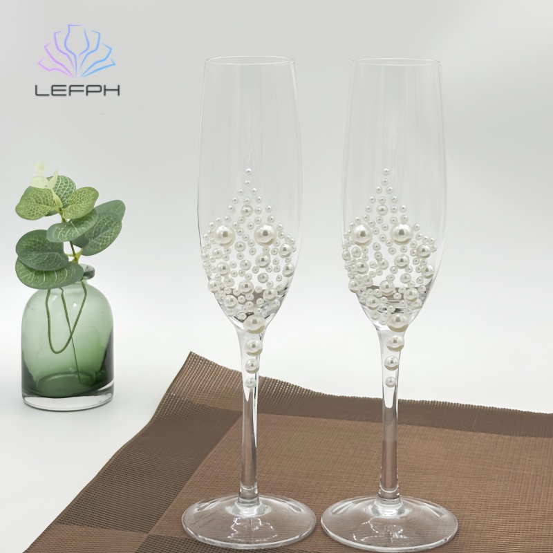 Handmade pearl champagne glass set