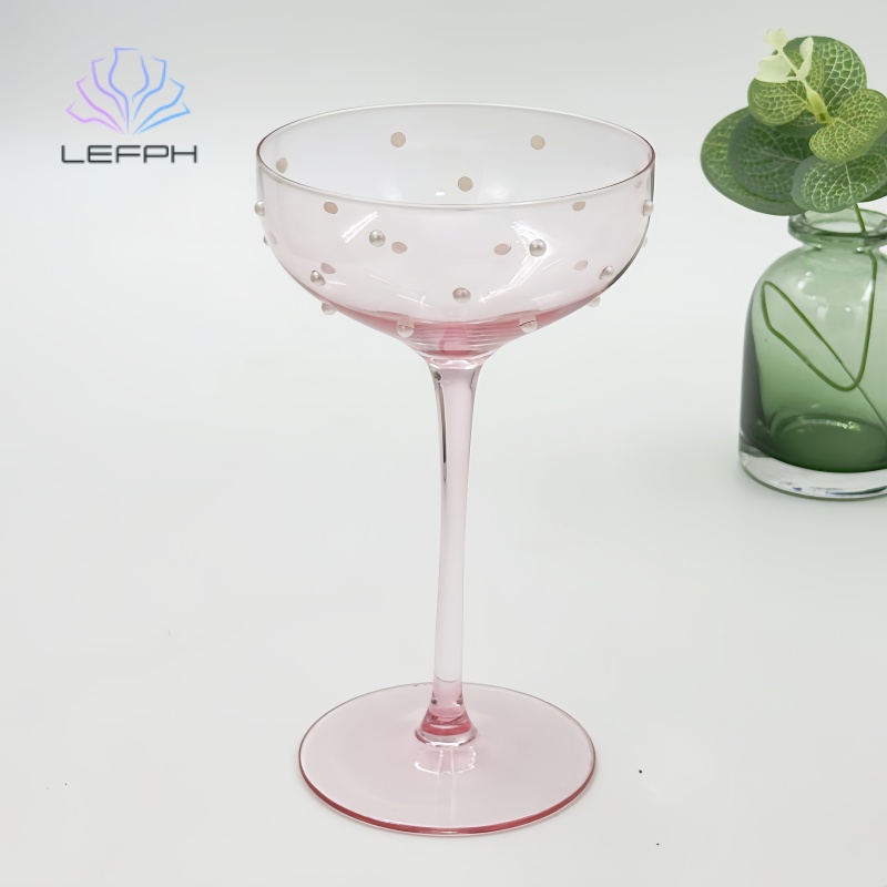 Handmade pink beaded whiskey glasses