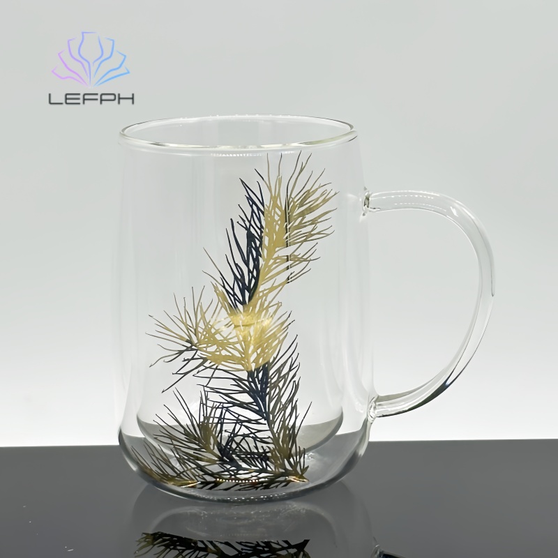 Double layer high borosilicate decal coffee glass