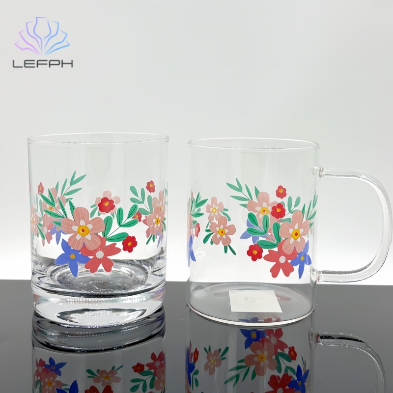 Hand-made decal water glass