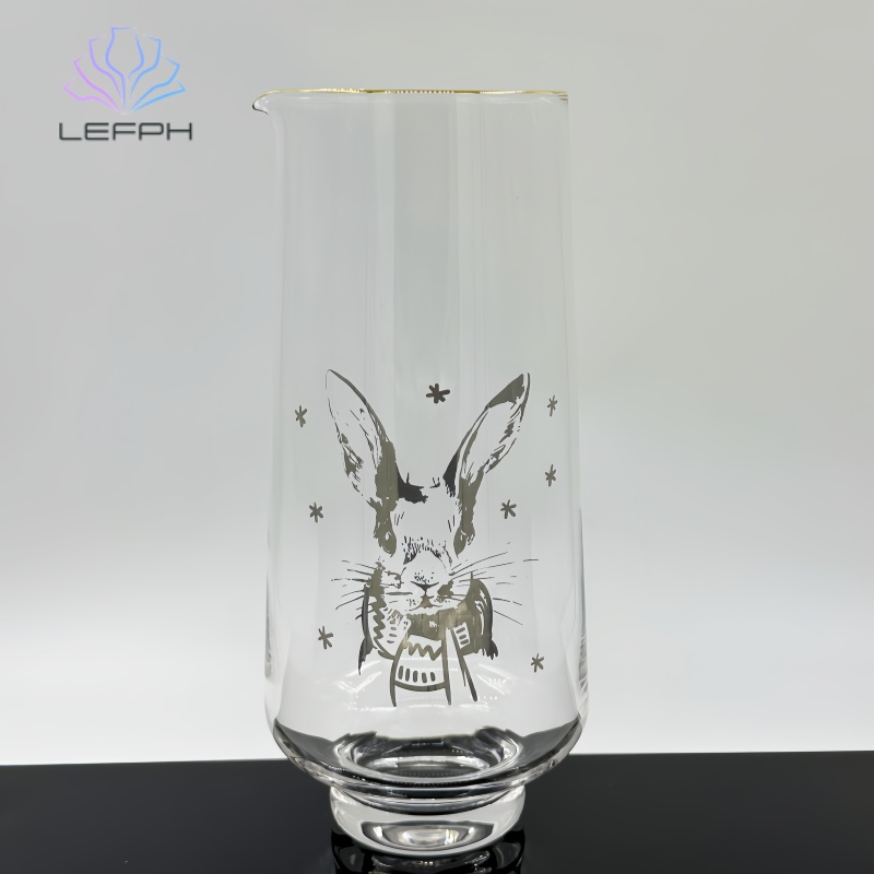 Handmade applique rabbit water glass