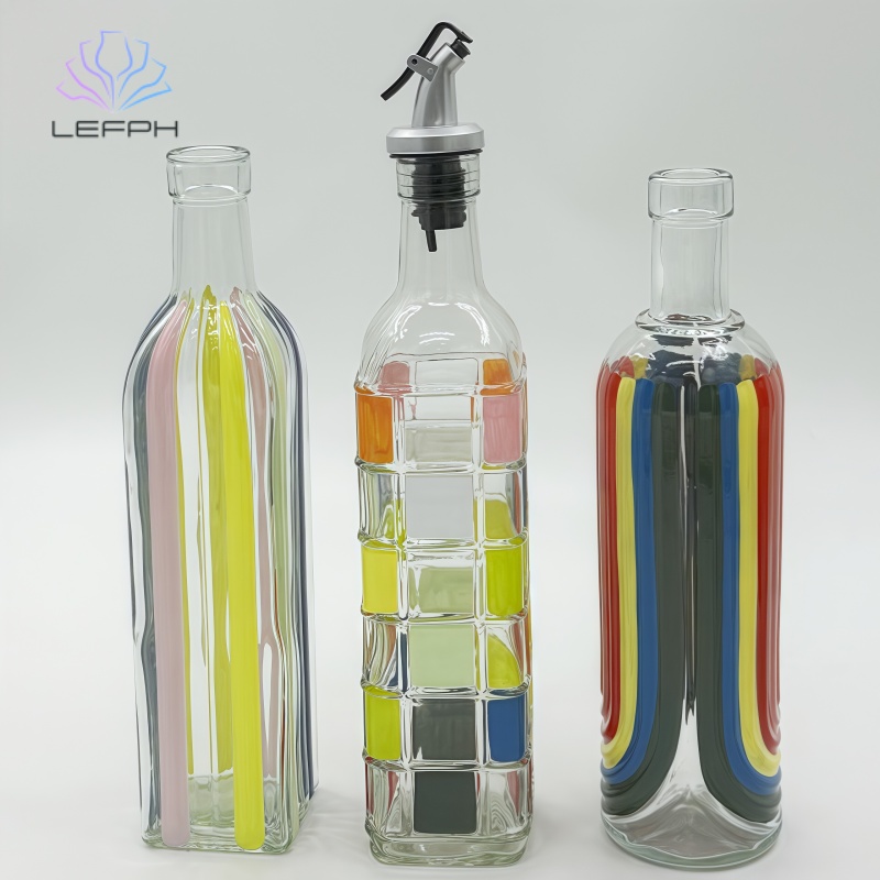 Hand-painted glass oil bottle