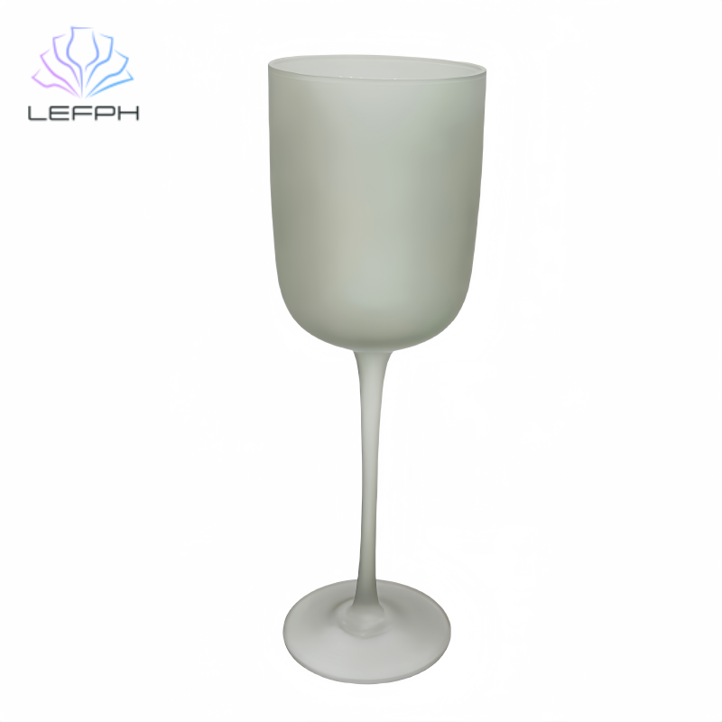 Frosted black red wine glass