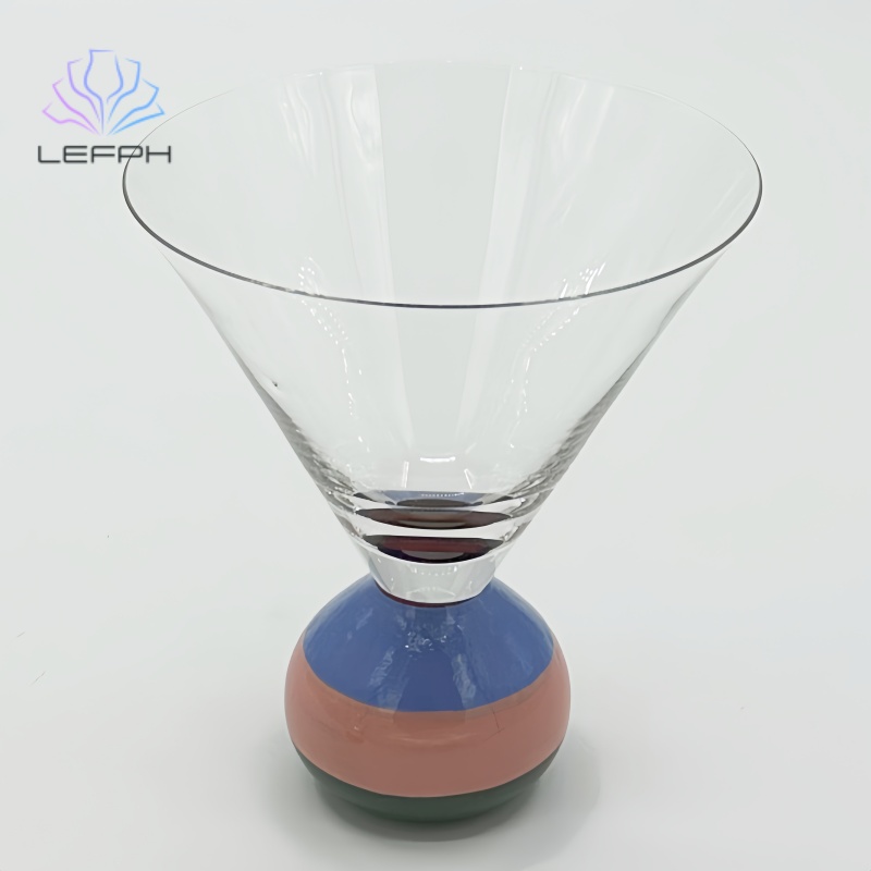Hand-painted round cocktail glass