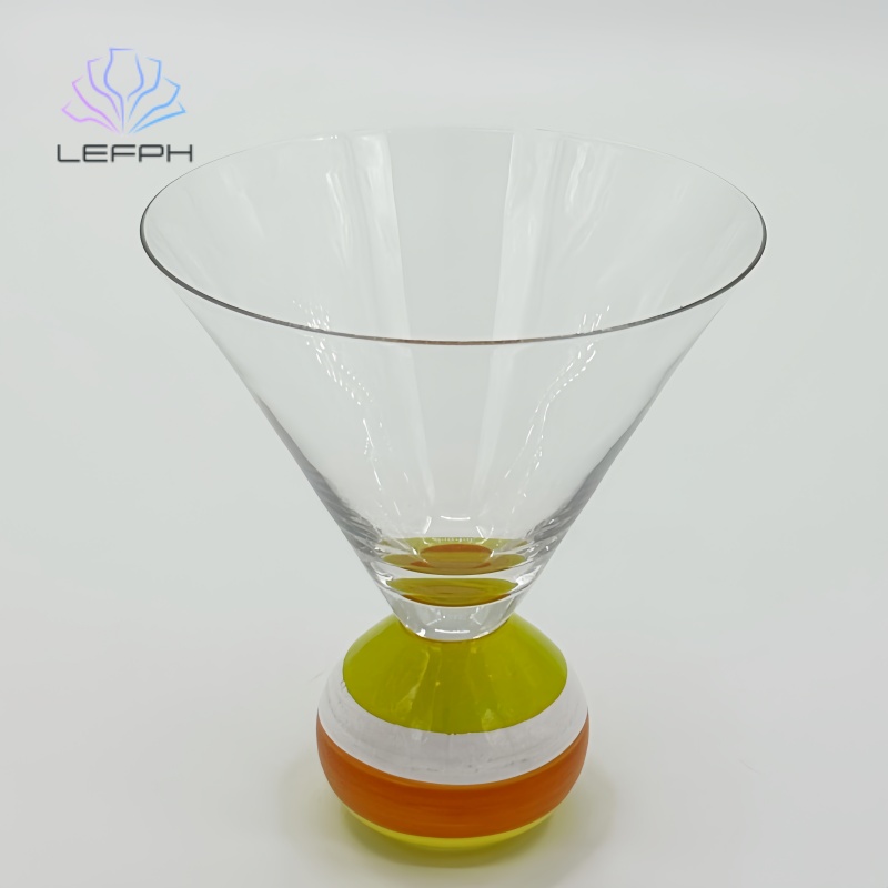 Hand-painted round cocktail glass