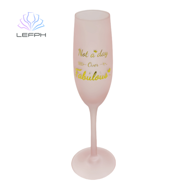 Pink frosted decal champagne glass
