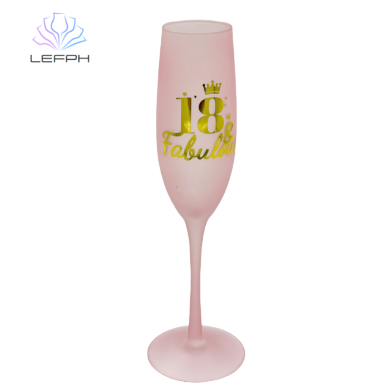 Pink frosted decal champagne glass