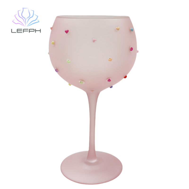 Hand-made pink paste love wine glass