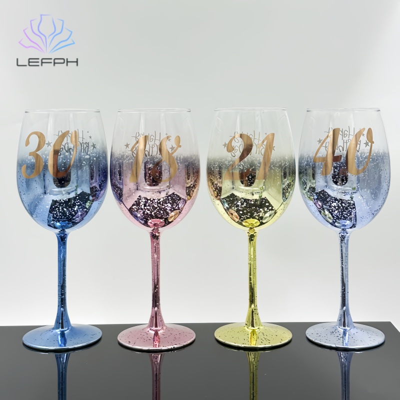 Birthday number electroplated red wine glass