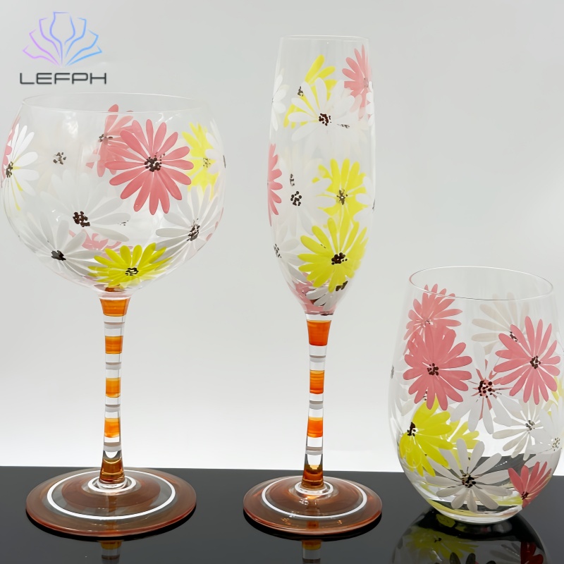 Hand-painted chrysanthemum pattern glasses & jars