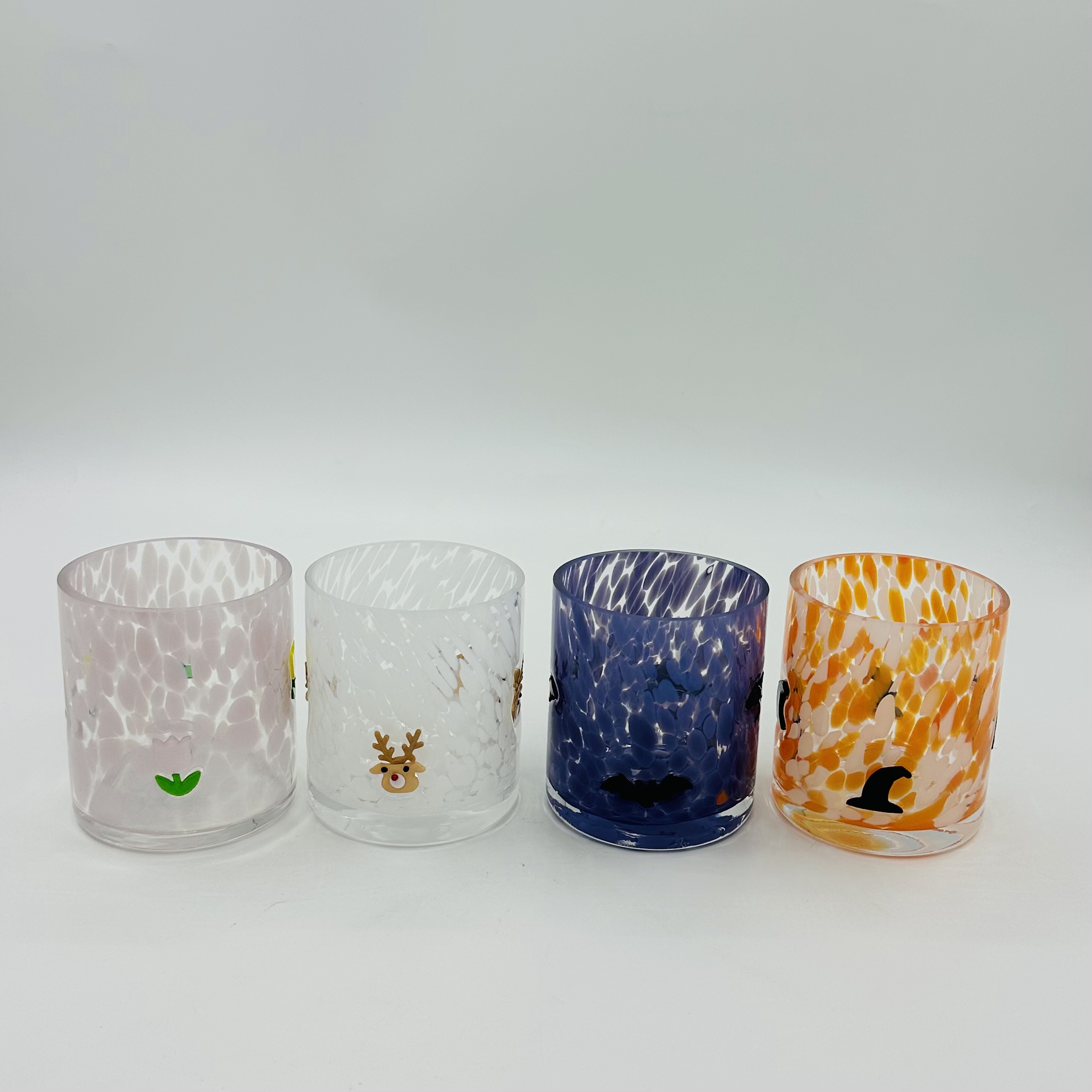 Colored pigment relief whisky glass