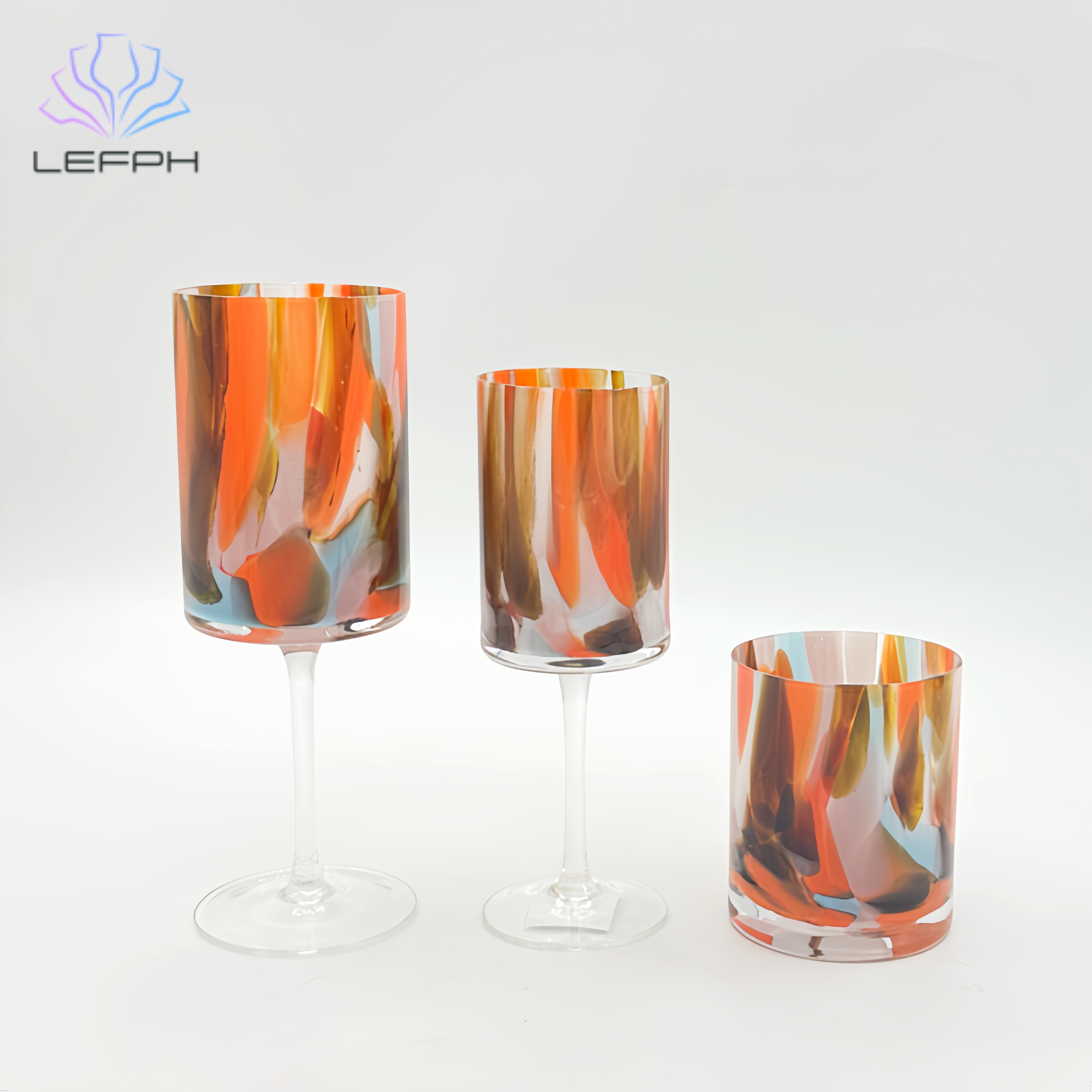 Colorful pigment red wine glass